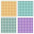 A set of four geometric seamless patterns in retro colors. Royalty Free Stock Photo